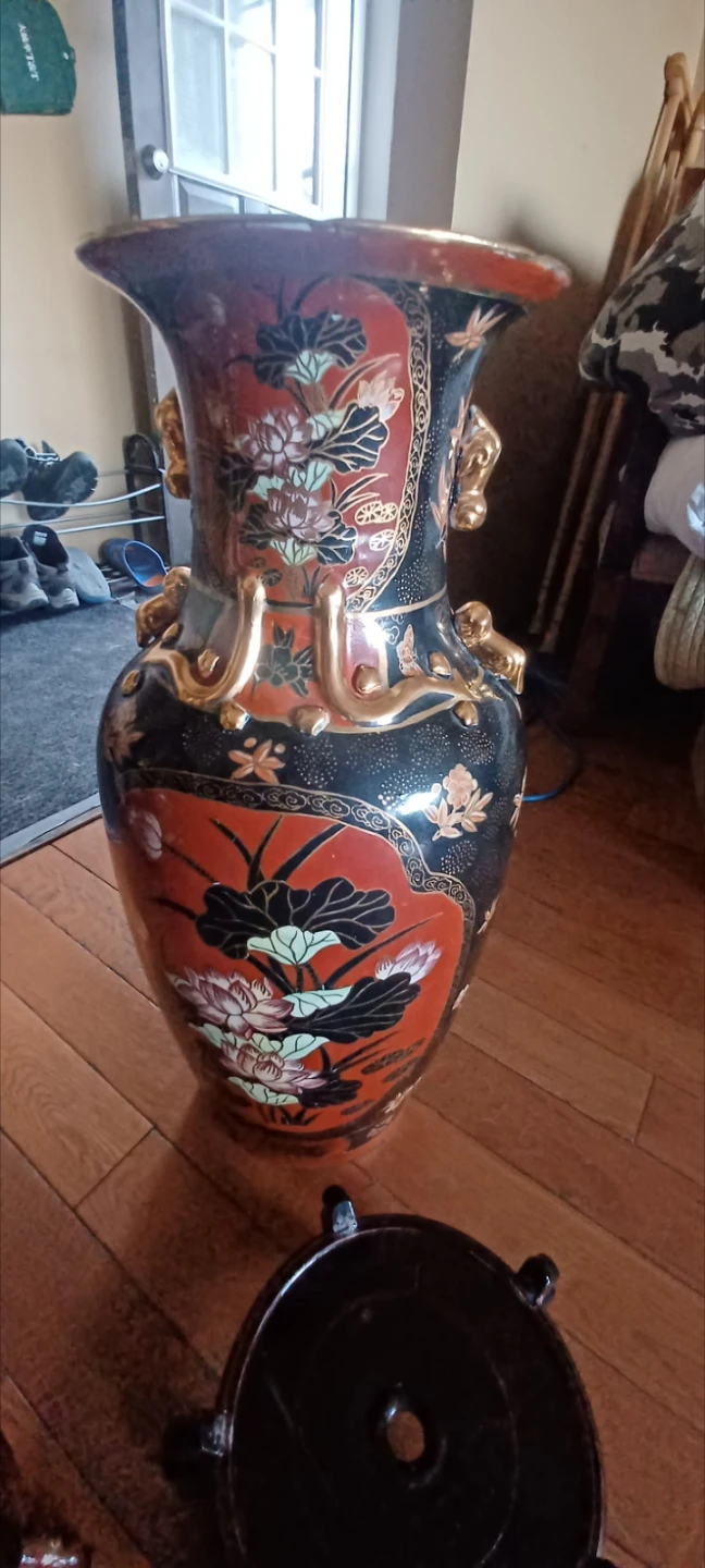 Large Decorative Oriental Vase with Stand