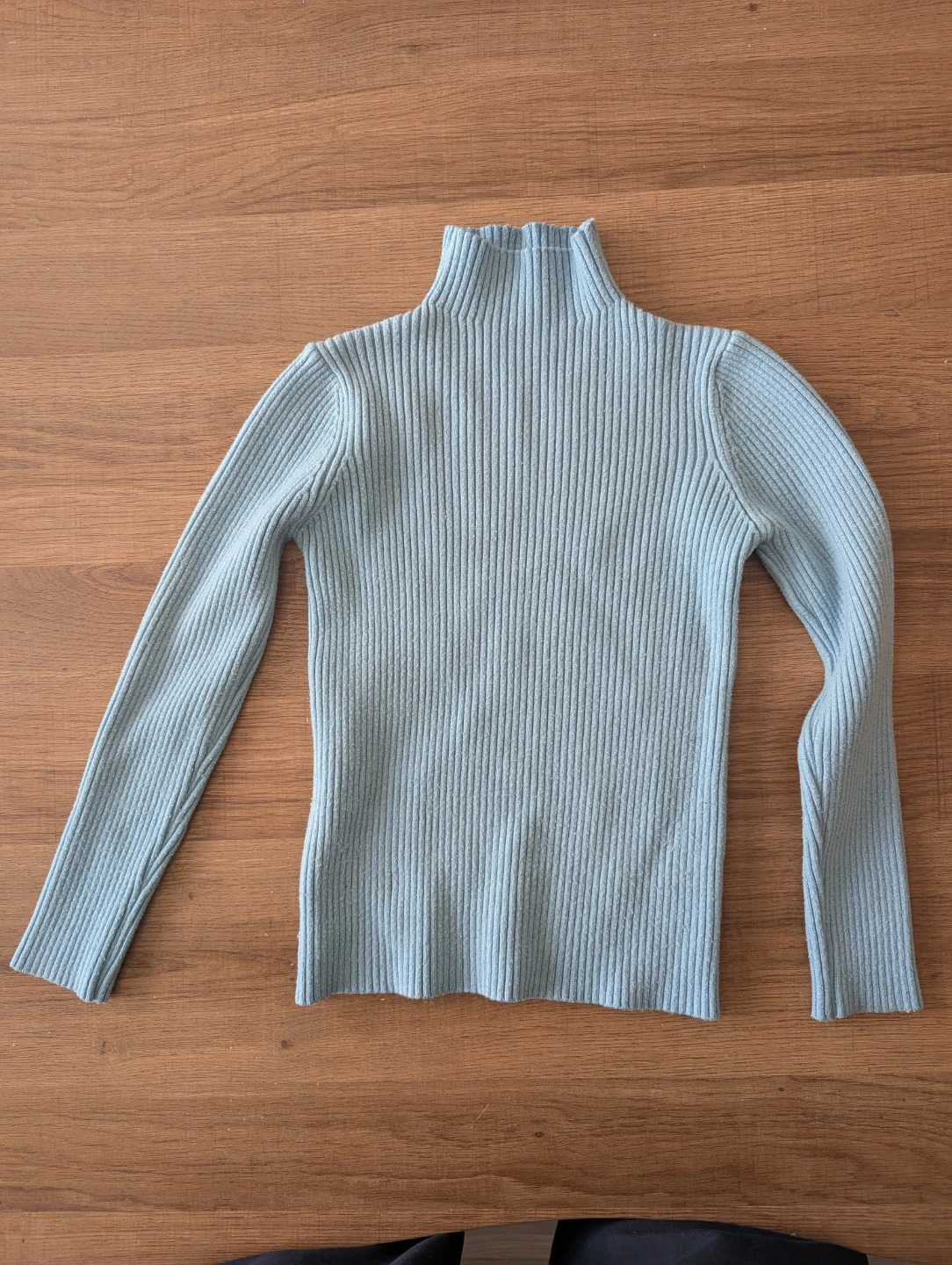Light Blue Ribbed Turtleneck Sweater