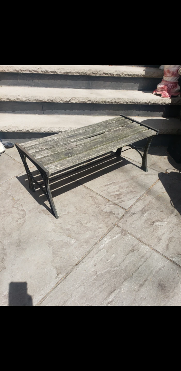 Wooden Outdoor Bench with Metal Frame