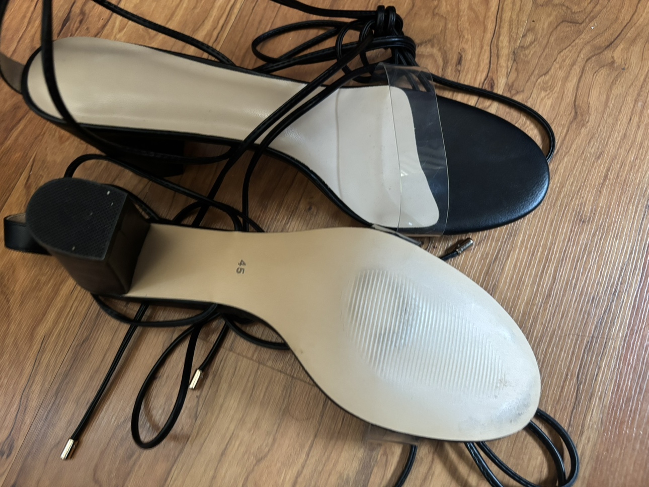Size 14 US - Clear Band Gladiator Strappy Heeled Sandals - photo 4