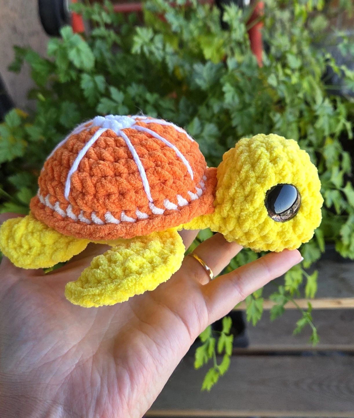 Handmade Crocheted Turtle Plush Toy - Orange