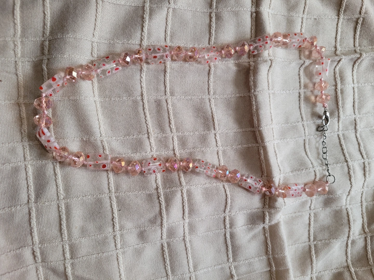 Beaded Necklace with Pink Crystals - photo 2