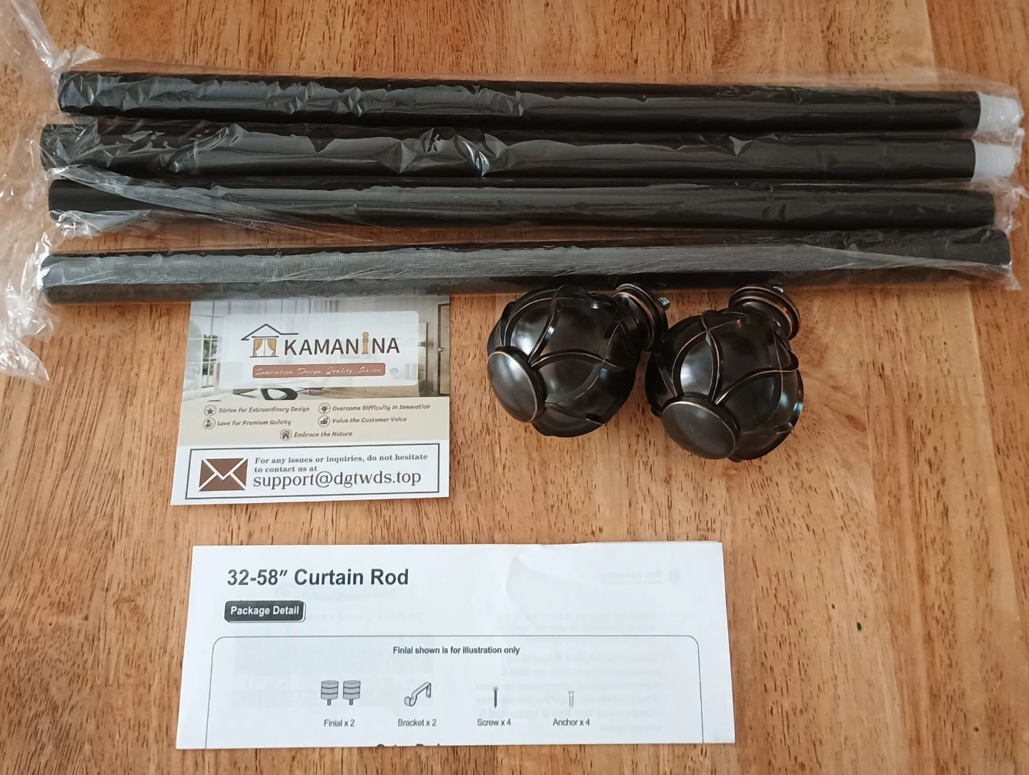 KAMANINA 32-58" Curtain Rod with Finials