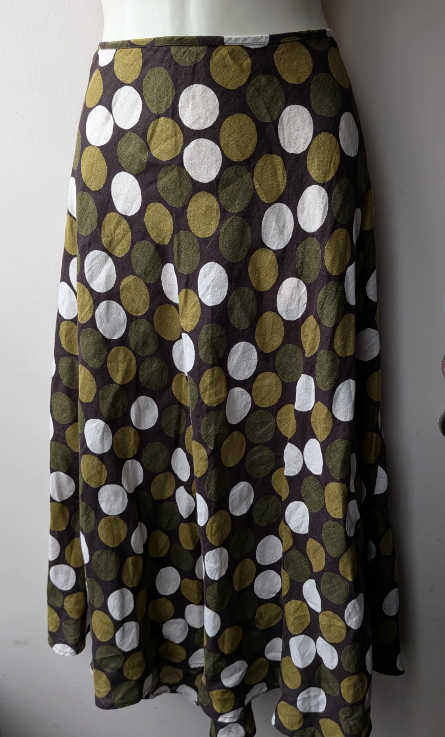 Polka Dot linen Maxi Skirt sz 16 medium