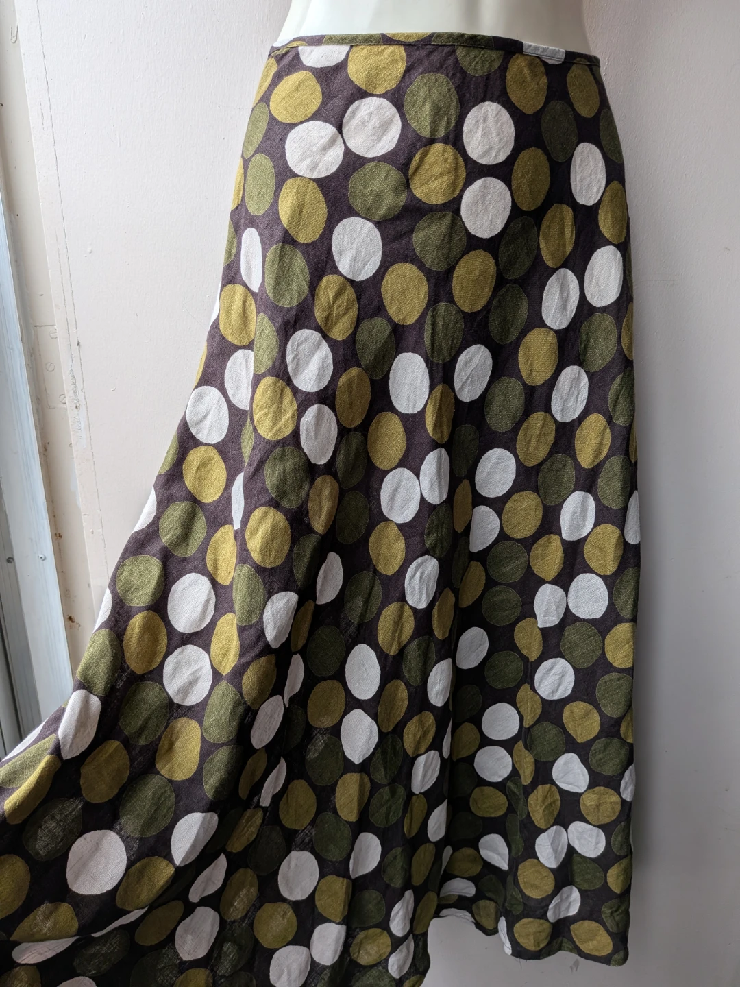 Polka Dot linen Maxi Skirt sz 16 medium - photo 3