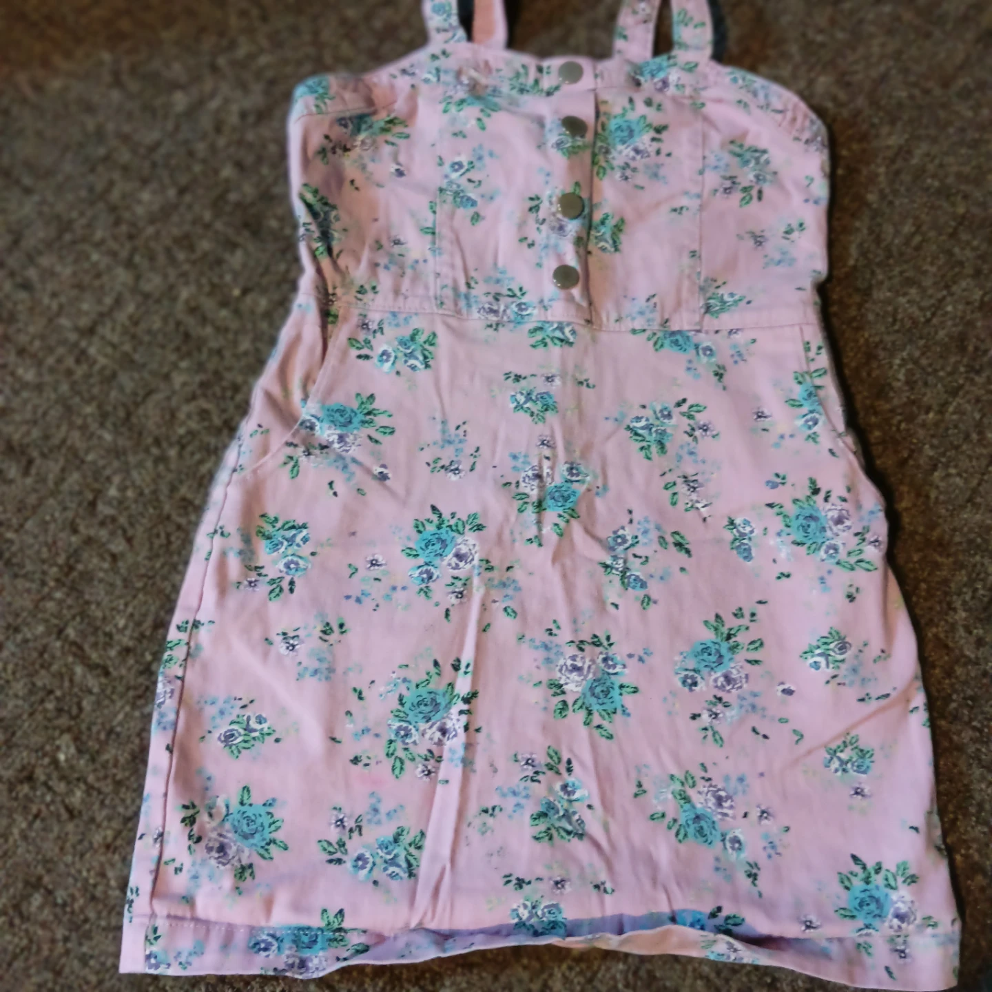 Pink Floral Pinafore Dress