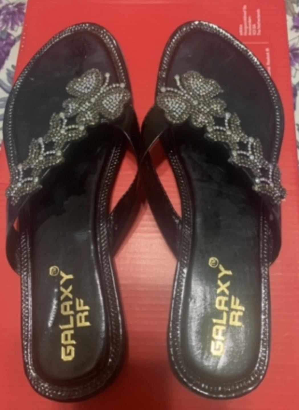 Black embellished flat sandals