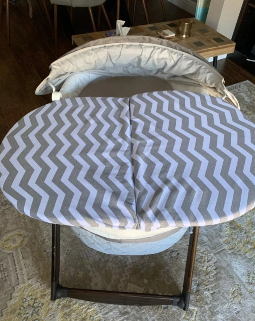Grey Chevron Bassinet with Canopy - photo 5