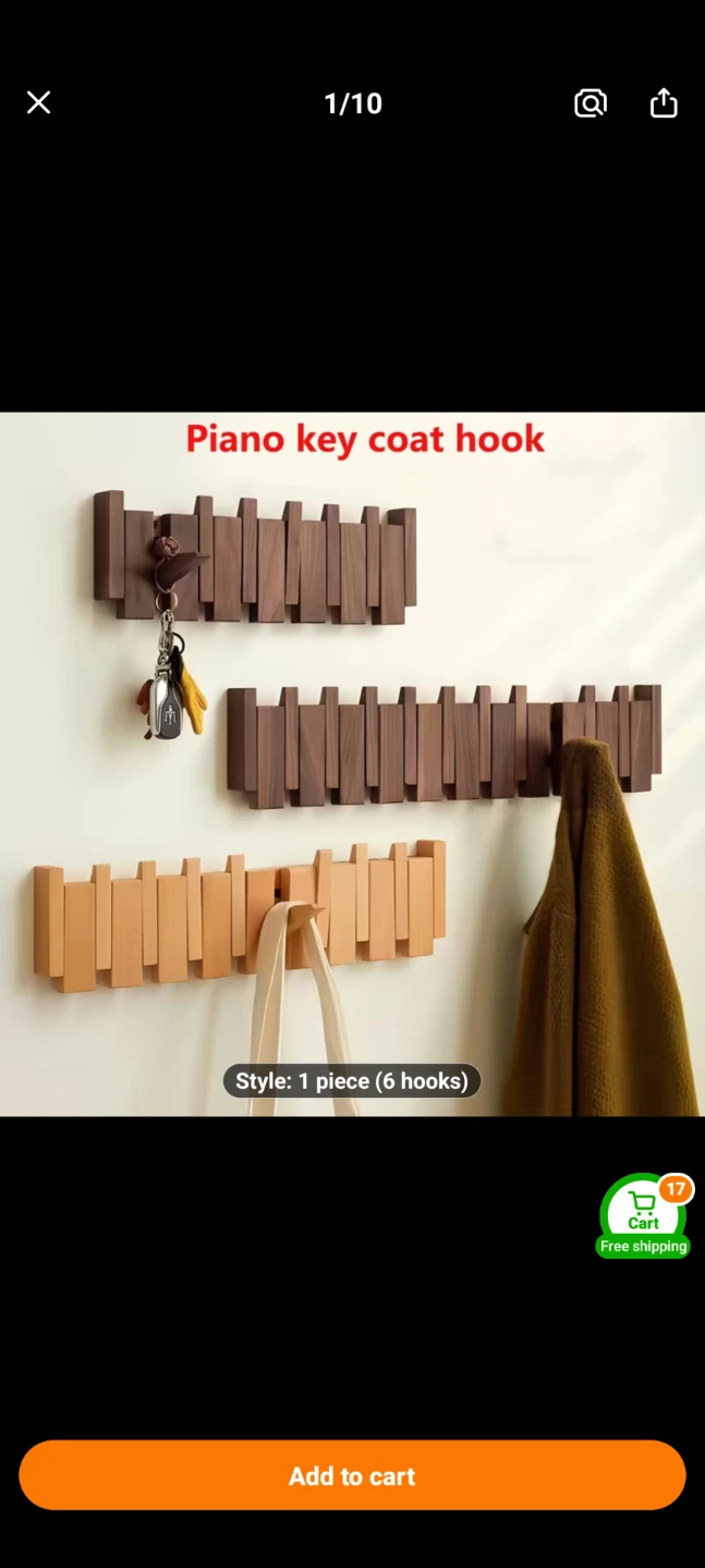 Wooden piano coat rack