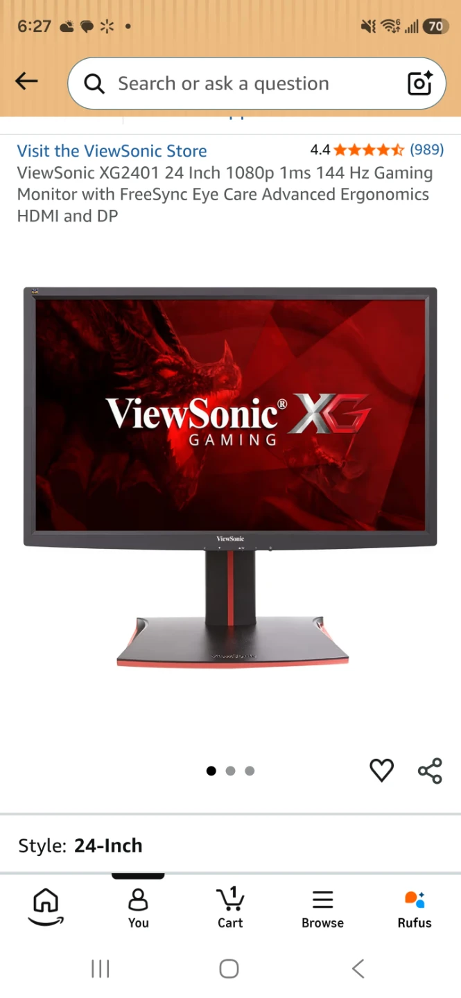 ViewSonic Monitor 144hz 24inch - photo 2