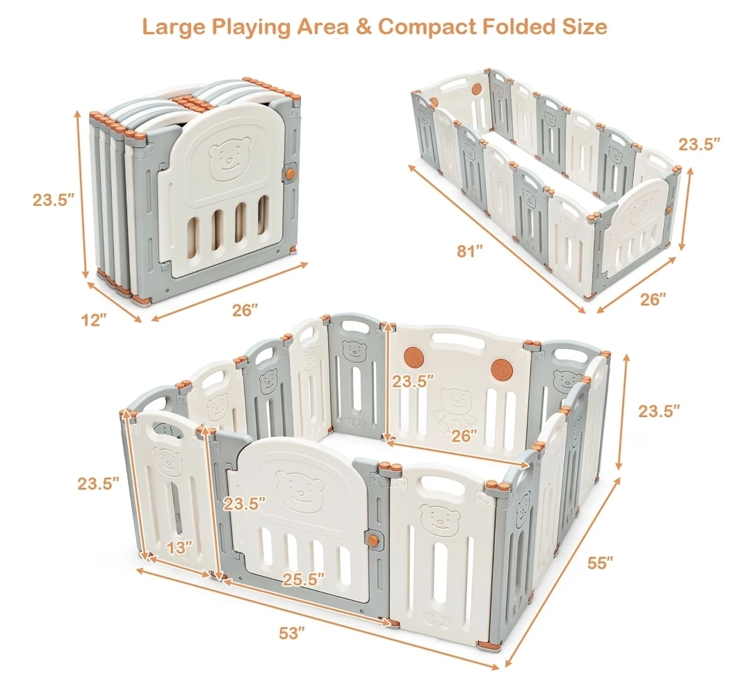 Baby Playpen - Large Folding Play Yard with Door - photo 4