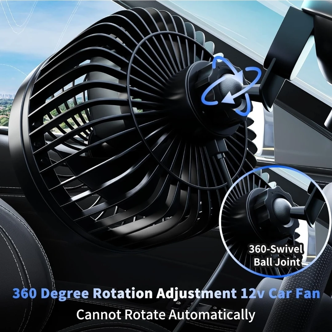 12V Electric Car Fan with Powerful Suction Cup - photo 2