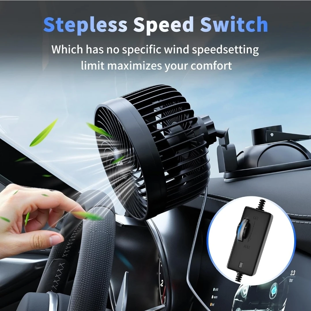 12V Electric Car Fan with Powerful Suction Cup - photo 3