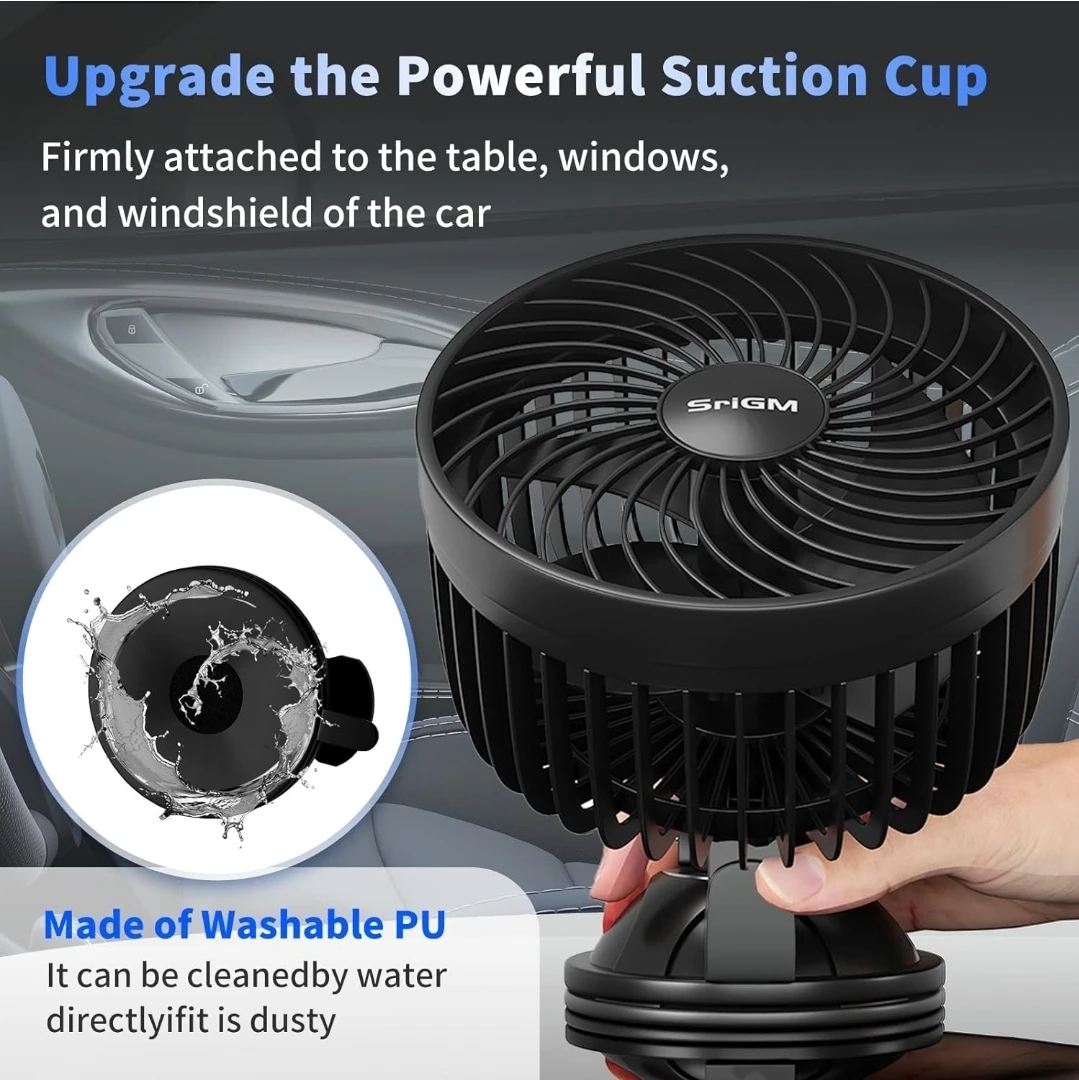 12V Electric Car Fan with Powerful Suction Cup - photo 4