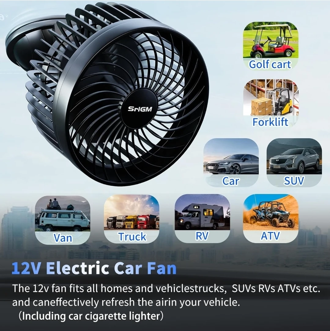 12V Electric Car Fan with Powerful Suction Cup - photo 5