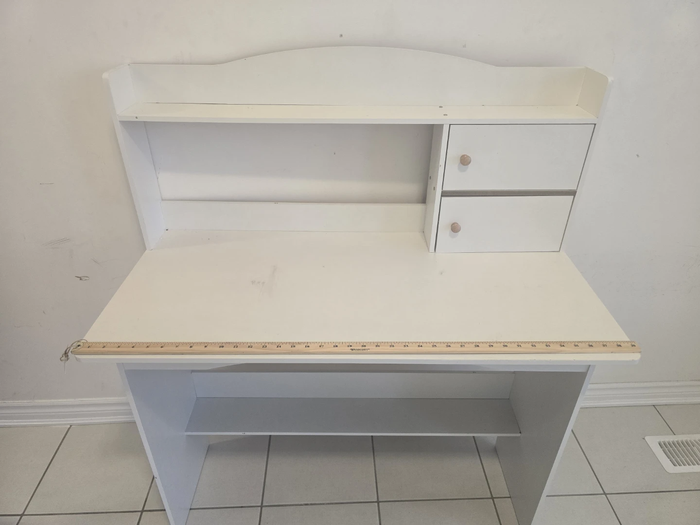 White Desk with Hutch and Cupboards