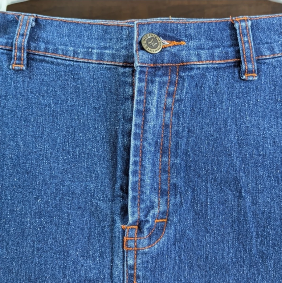 Denim Maxi Skirt with Orange Embroidery - photo 3