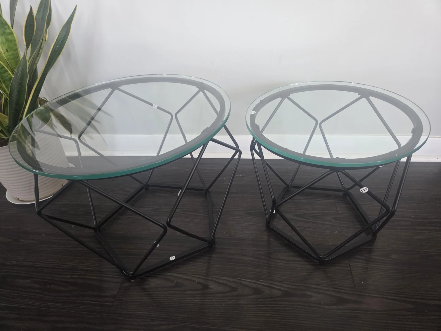 Set of 2 Round Glass Top Coffee Tables - photo 2