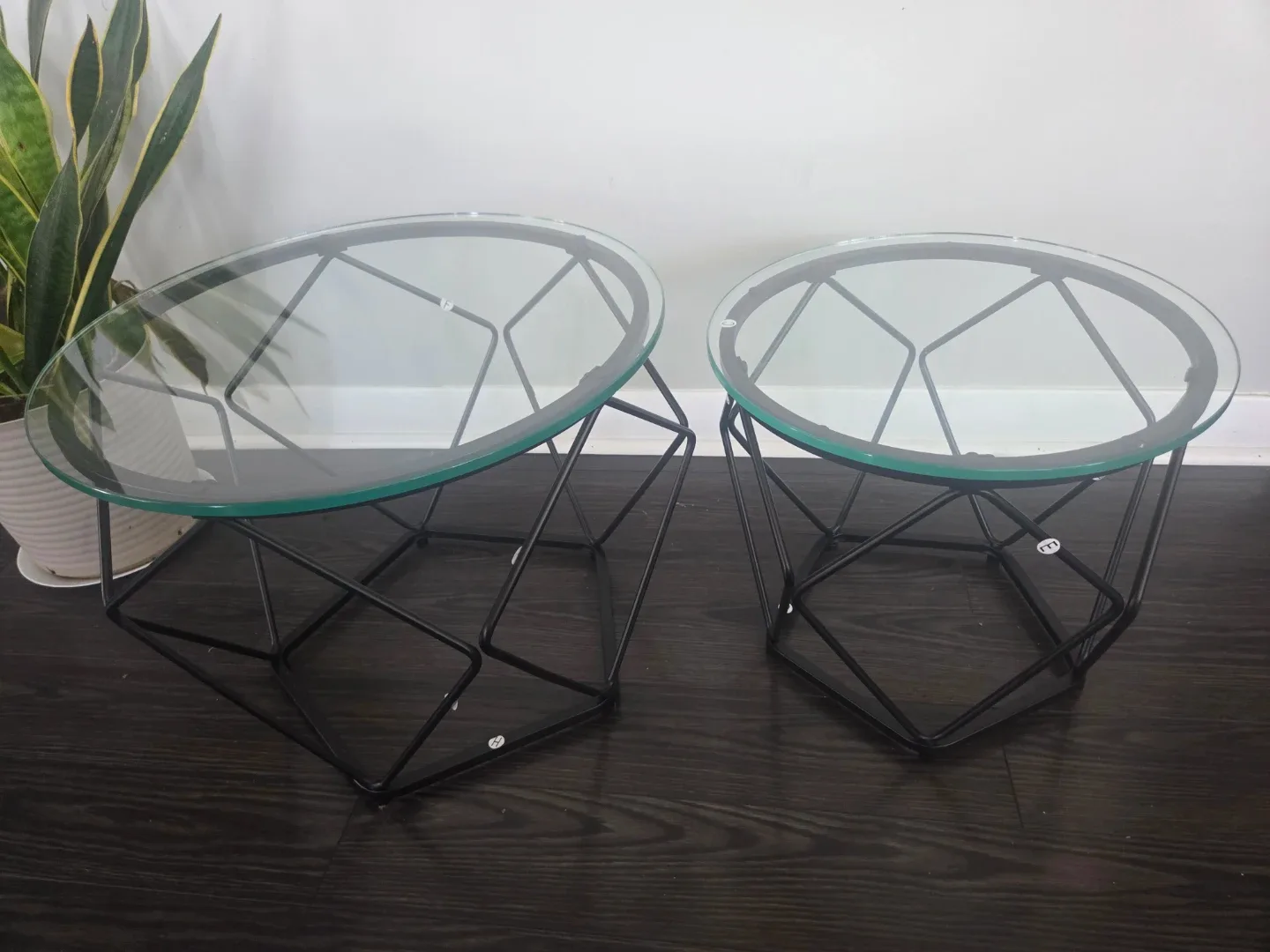 Set of 2 Round Glass Top Coffee Tables - photo 2