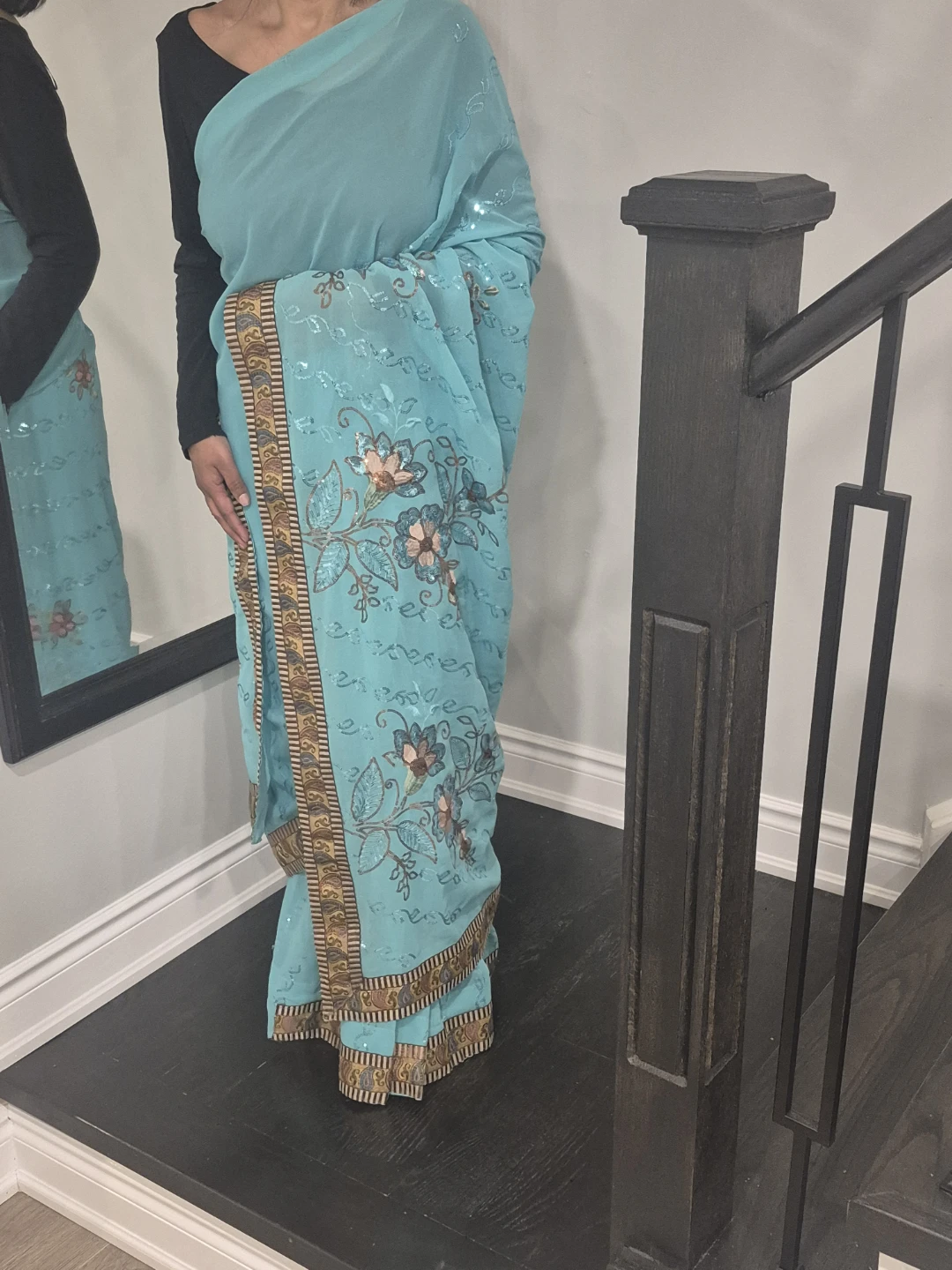NEW Turquoise Saree with Blouse