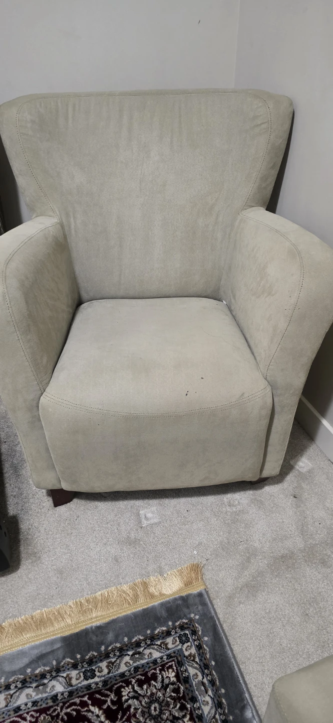 Beige Armchair and Ottoman Set