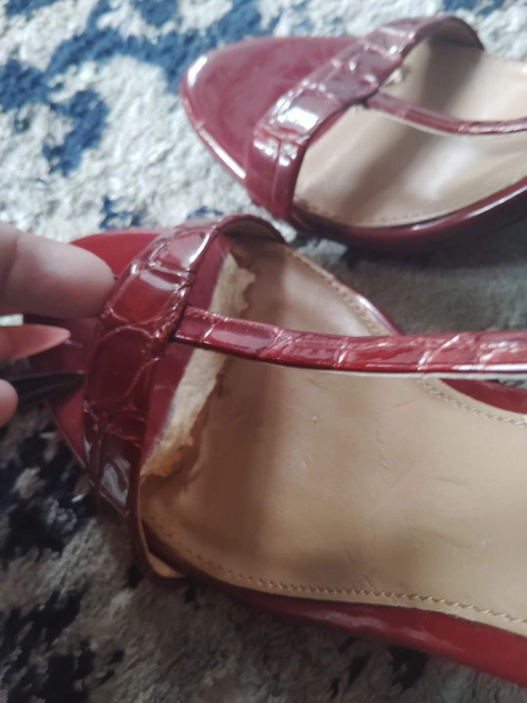 Calvin Klein Red Patent Croc Embossed Heels - photo 4