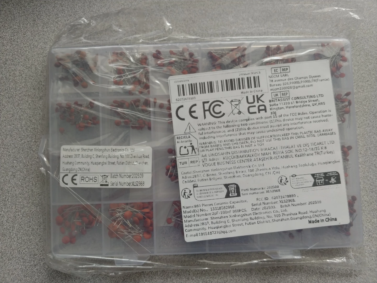 24 Value 960pcs Ceramic Capacitor Assortment Box Kit 50V - photo 2