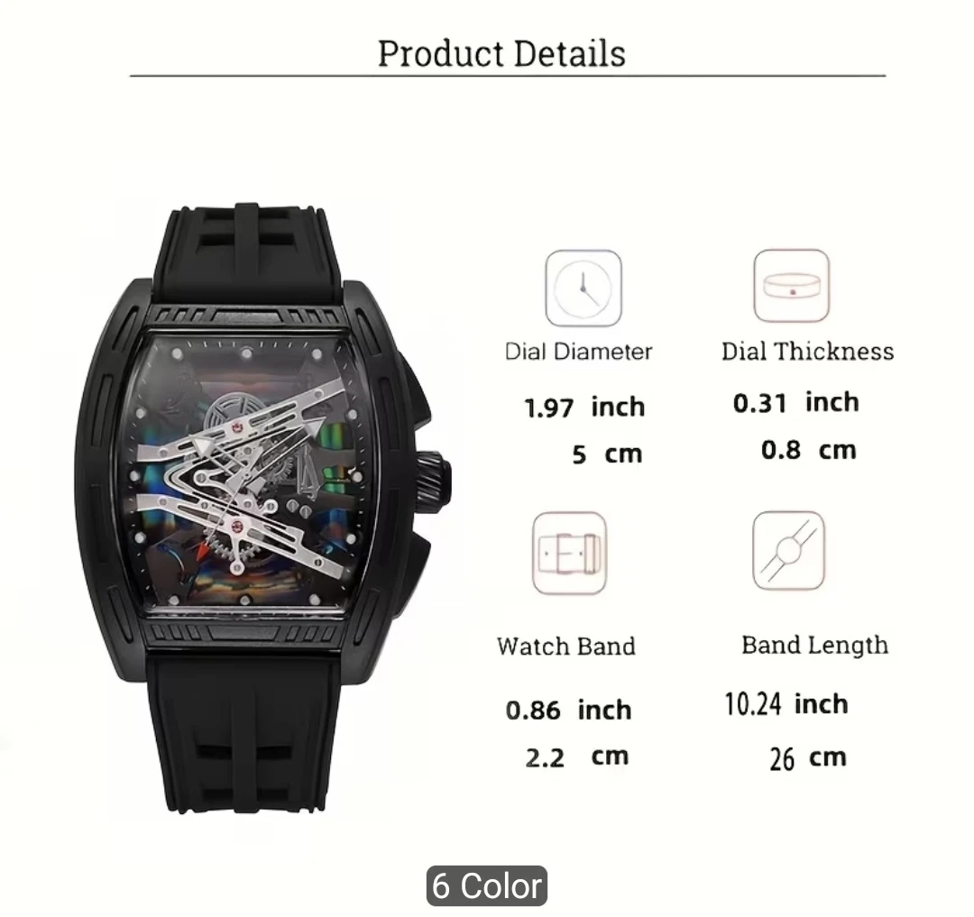 Black Skeleton Dial Watch - photo 3