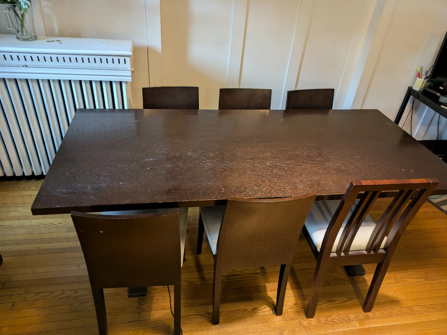 Free 80 inch,  2 meters long dinner table and 6 chairs - photo 2