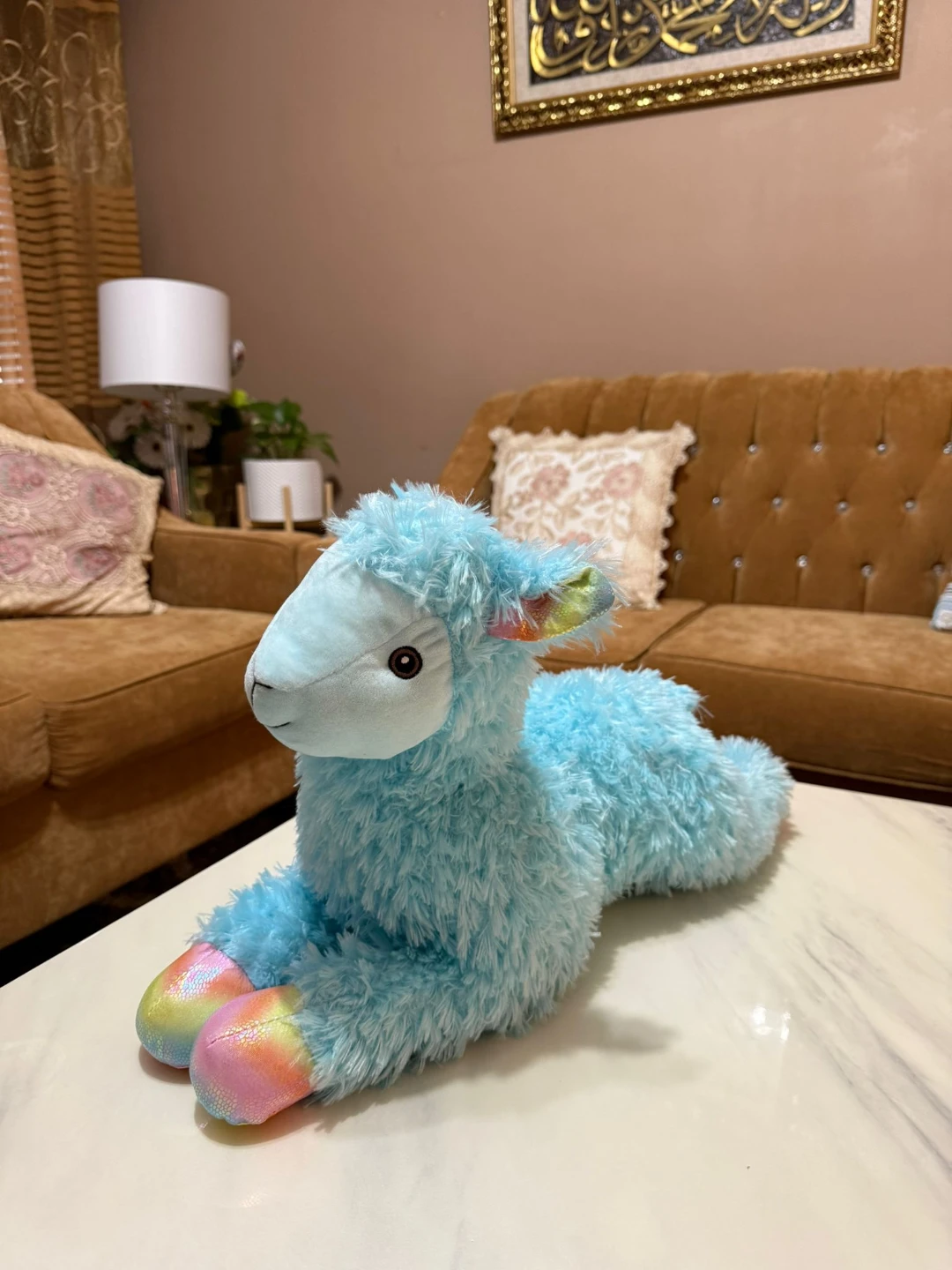 Blue Plush Llama Toy with Rainbow Feet - photo 3