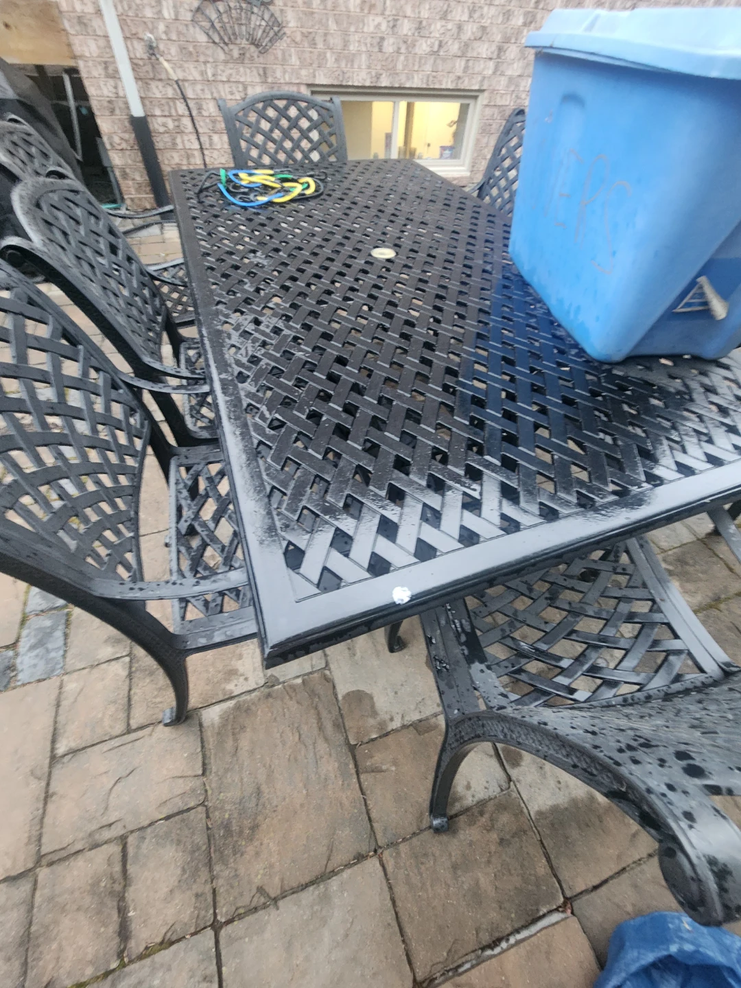 Black Metal Patio Dining Set with 6 Chairs