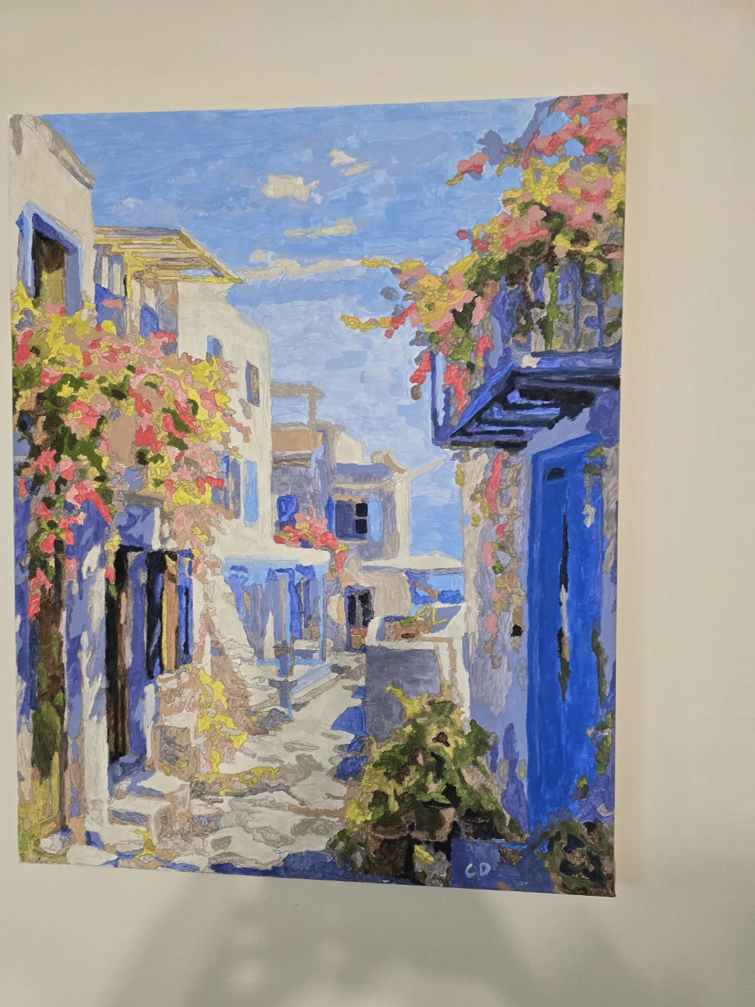 Painting of a Greek Village Alleyway