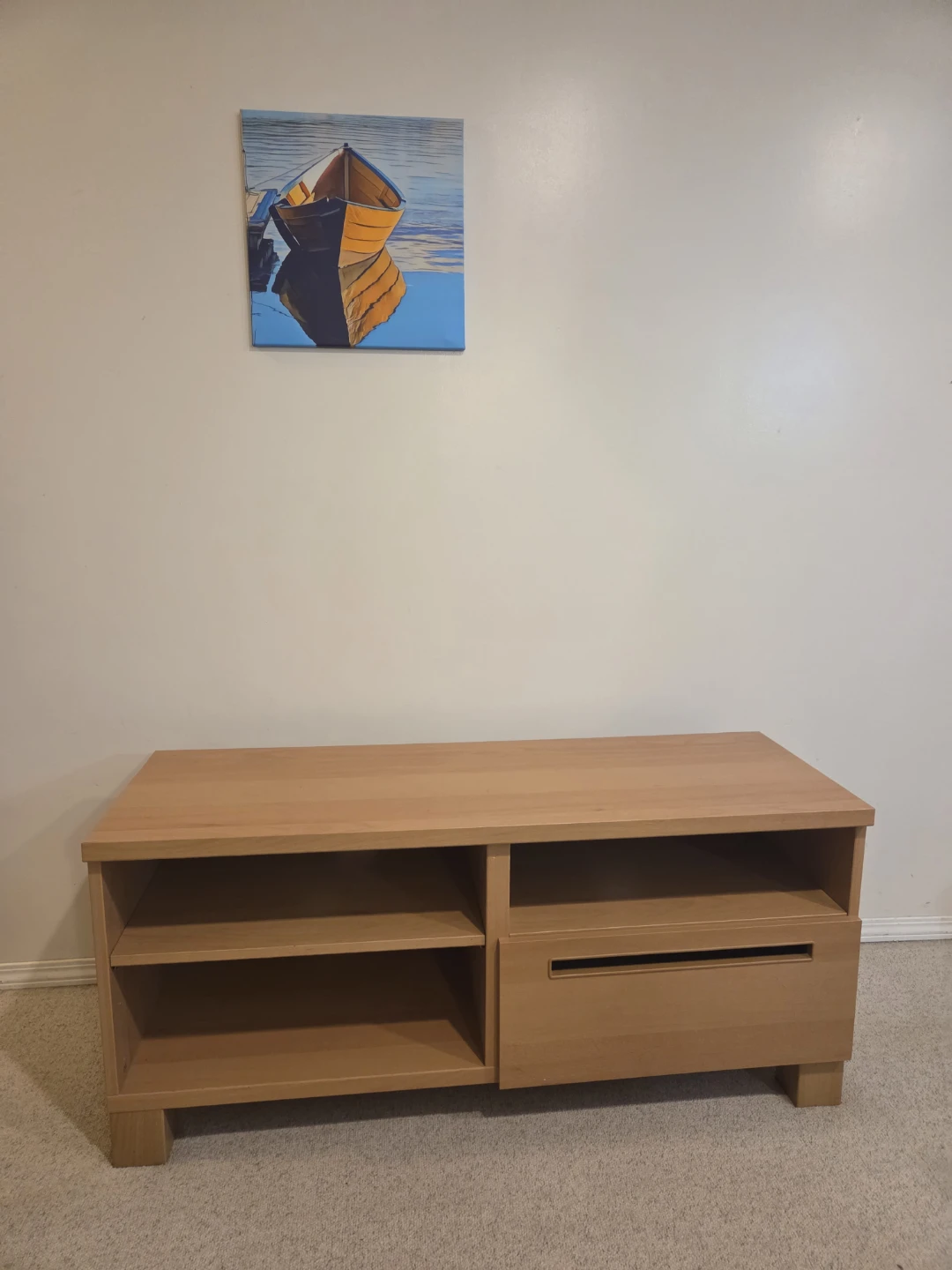 Ikea wooden TV bench with Drawer and 3 shelves