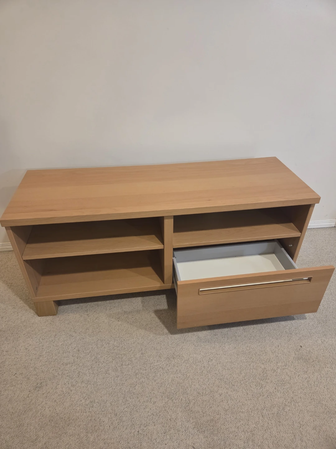 Ikea wooden TV bench with Drawer and 3 shelves - photo 2
