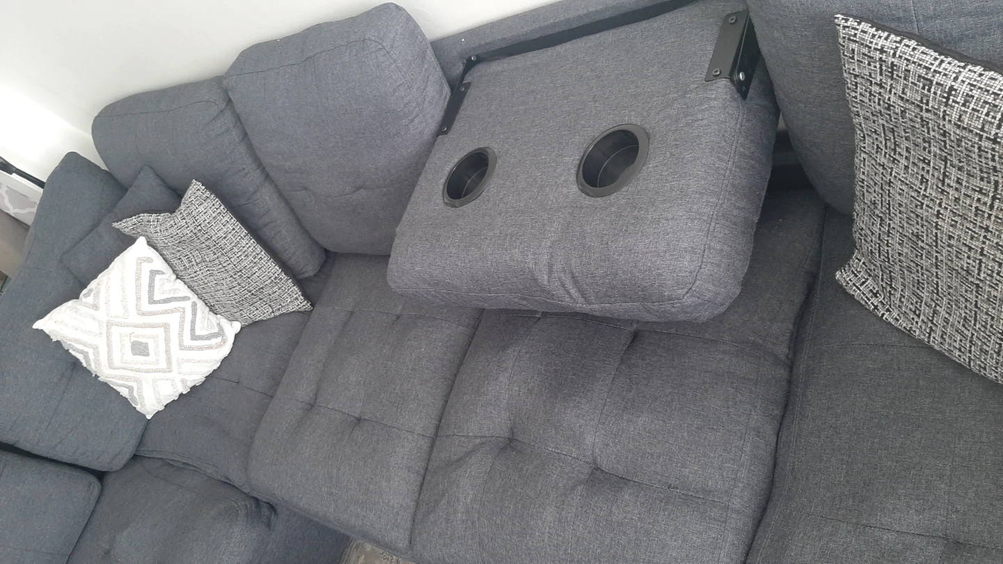 Dark Grey Sectional Sofa with Storage Ottoman - photo 3