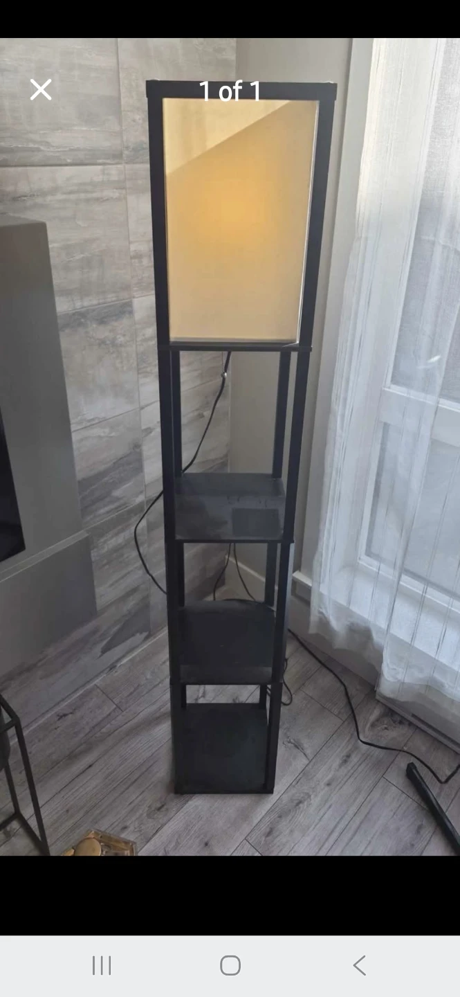 Black Floor Lamp with Shelves