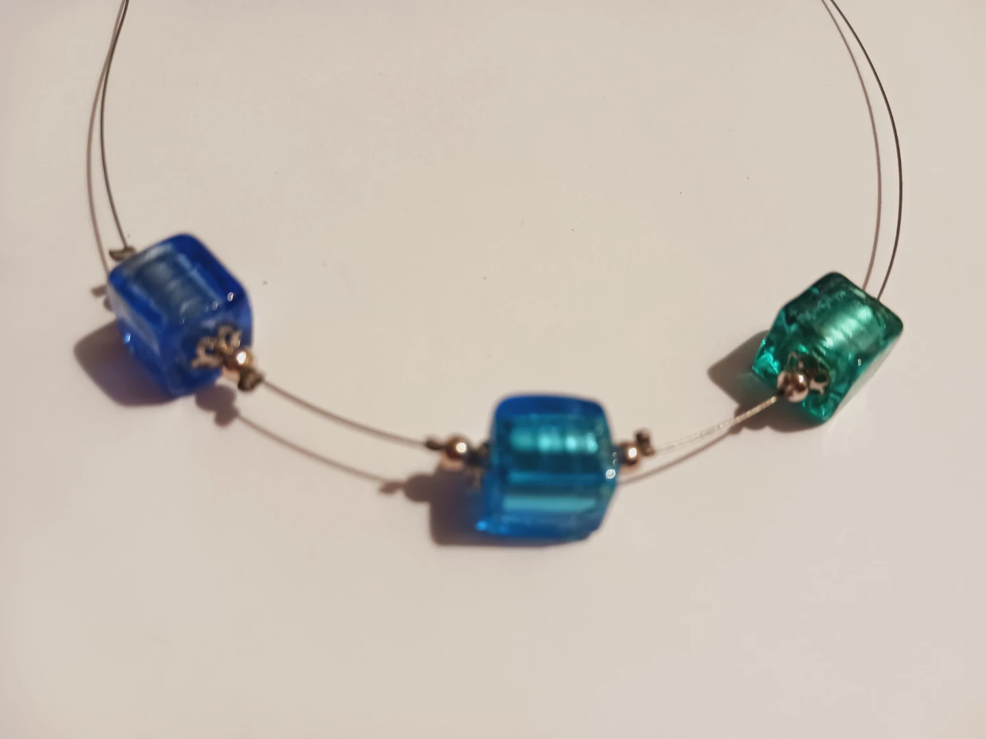 Handblown Art Glass Beads in the shades of blue necklace - photo 3
