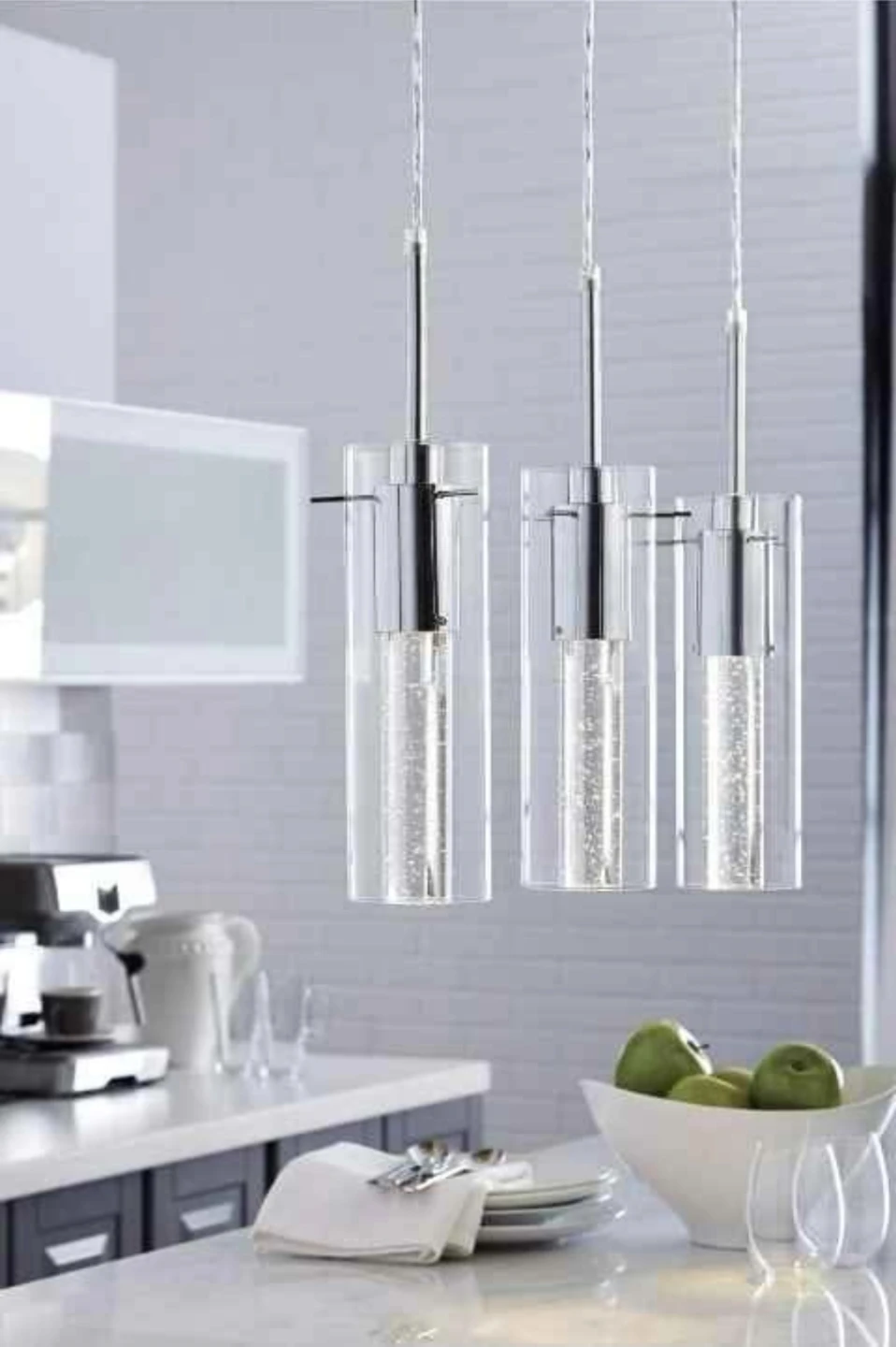 New Drake 3-Light Bubbled Glass Ceiling Pendant Light Fixture