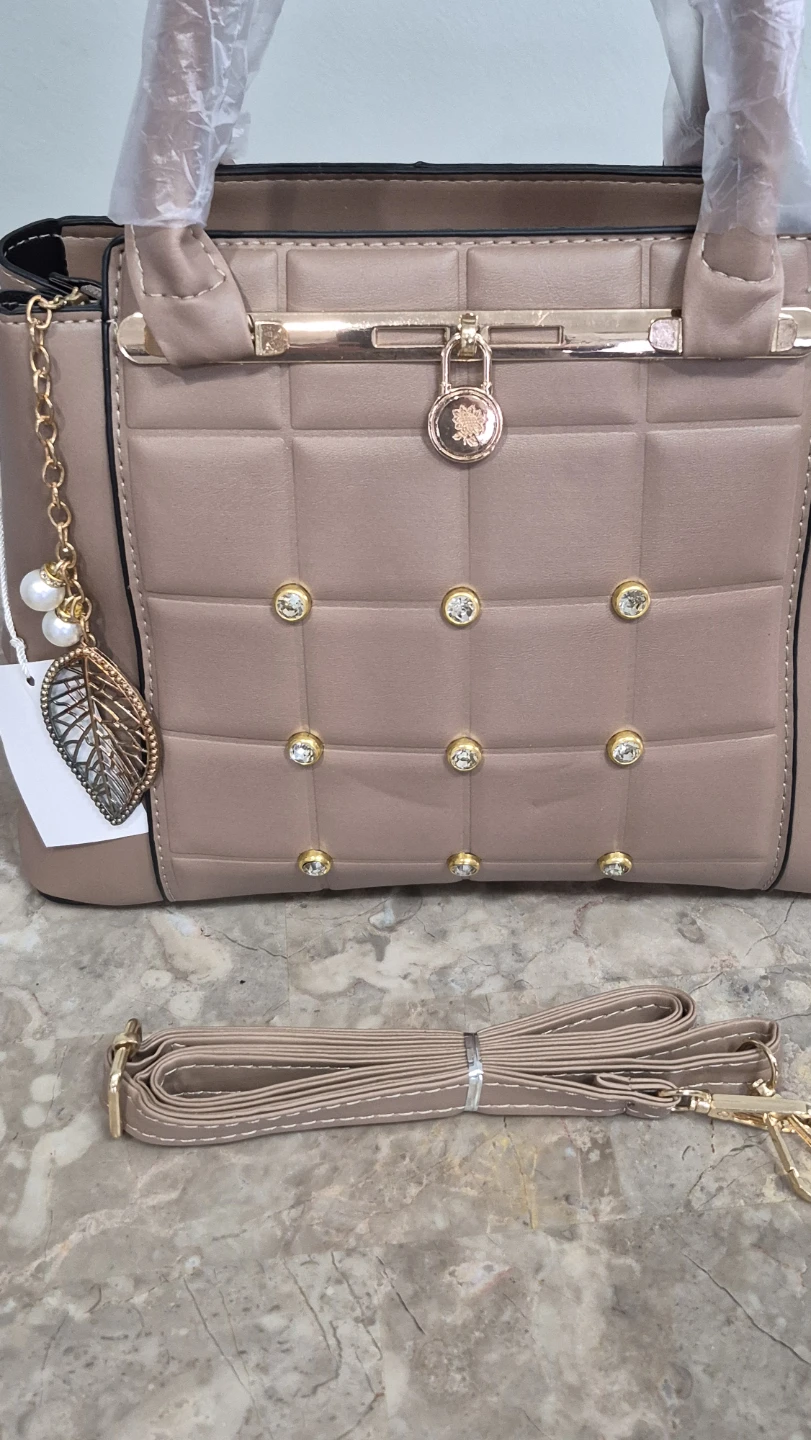 Women's Quilted Handbag with Rhinestones - photo 3