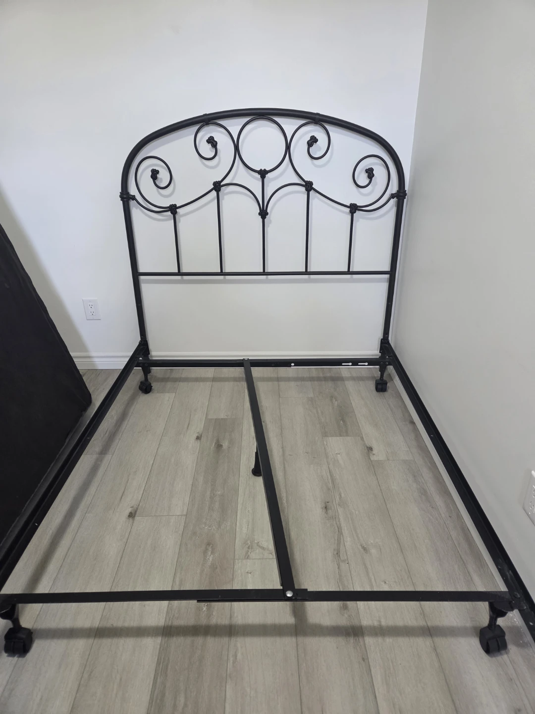 Black Metal Bed Frame with Headboard