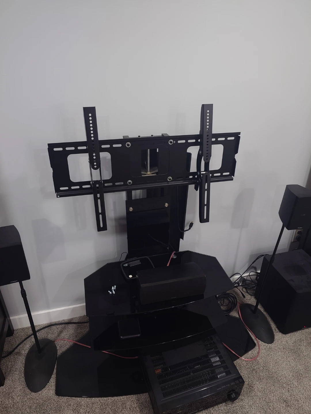 Black TV Stand with Wall Mount Bracket