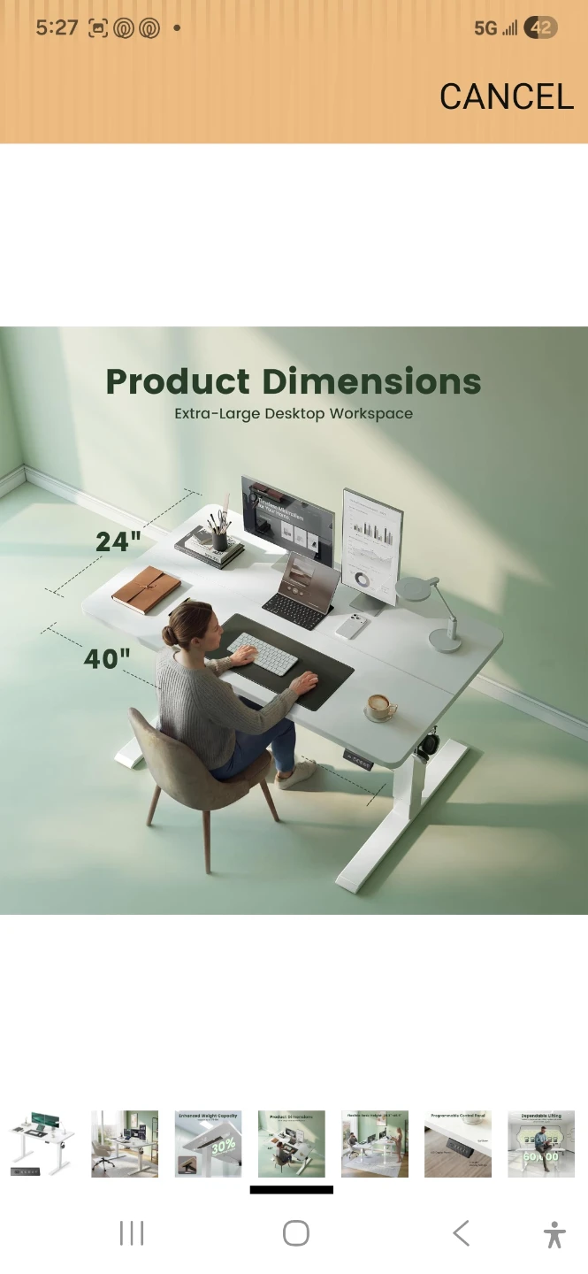 Height Adjustable Standing Desk - White - photo 3