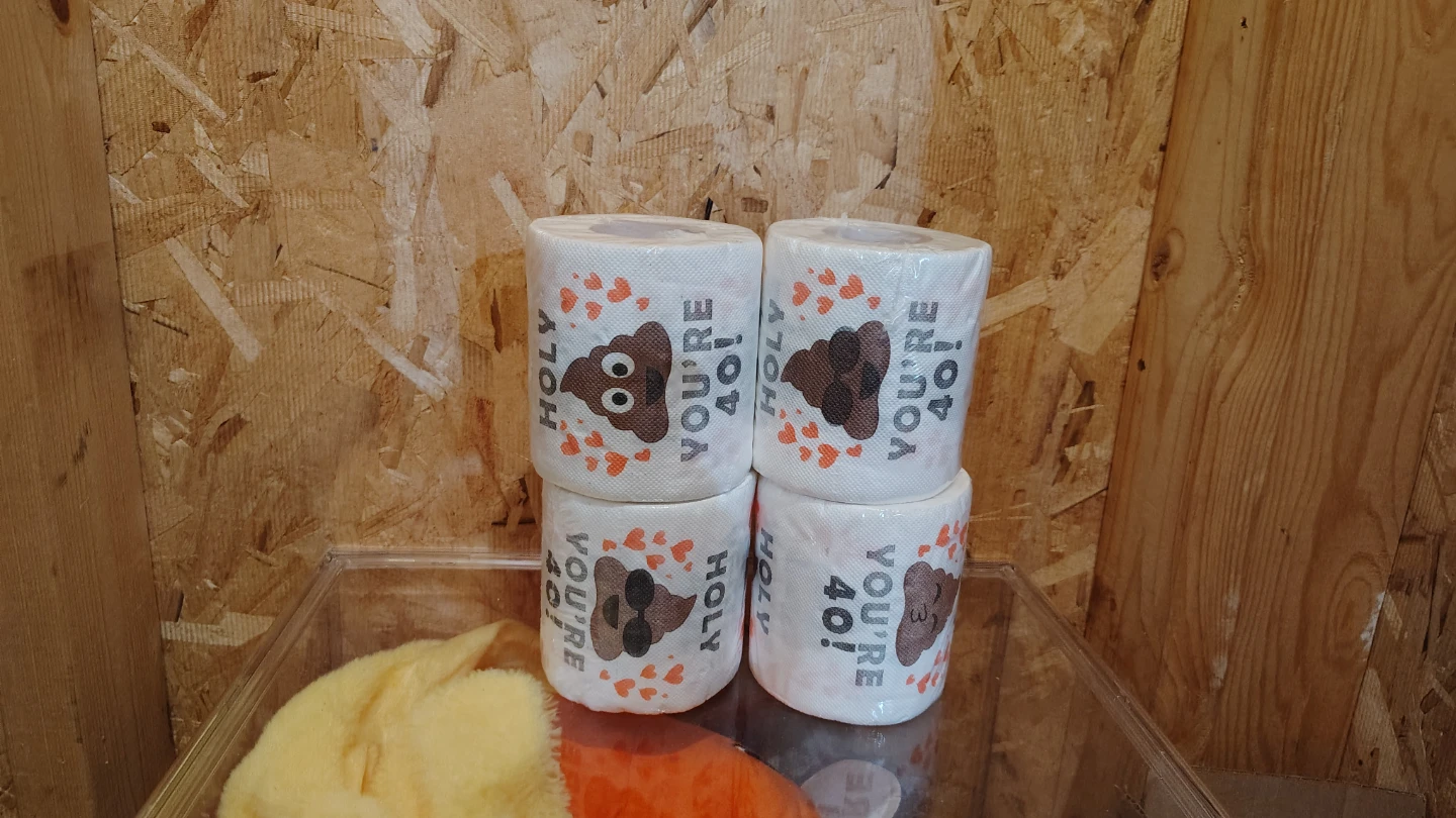 Set of 4 "Holy You're 40!" Toilet Paper Rolls