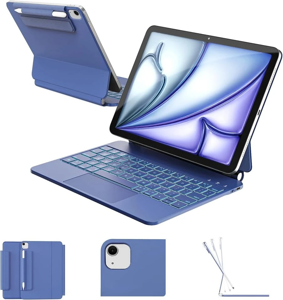 Blue Folio Keyboard Case with Trackpad & Backlight