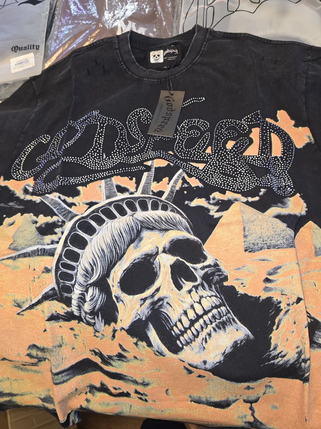 Godspeed Skull Statue of Liberty Graphic T-Shirt - photo 2