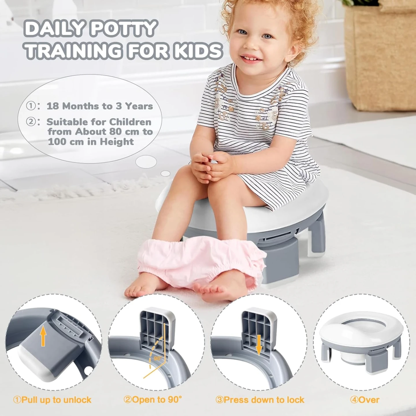 DEANIC 2-in-1 Foldable Travel Potty, Portable Toddler Potty - photo 3
