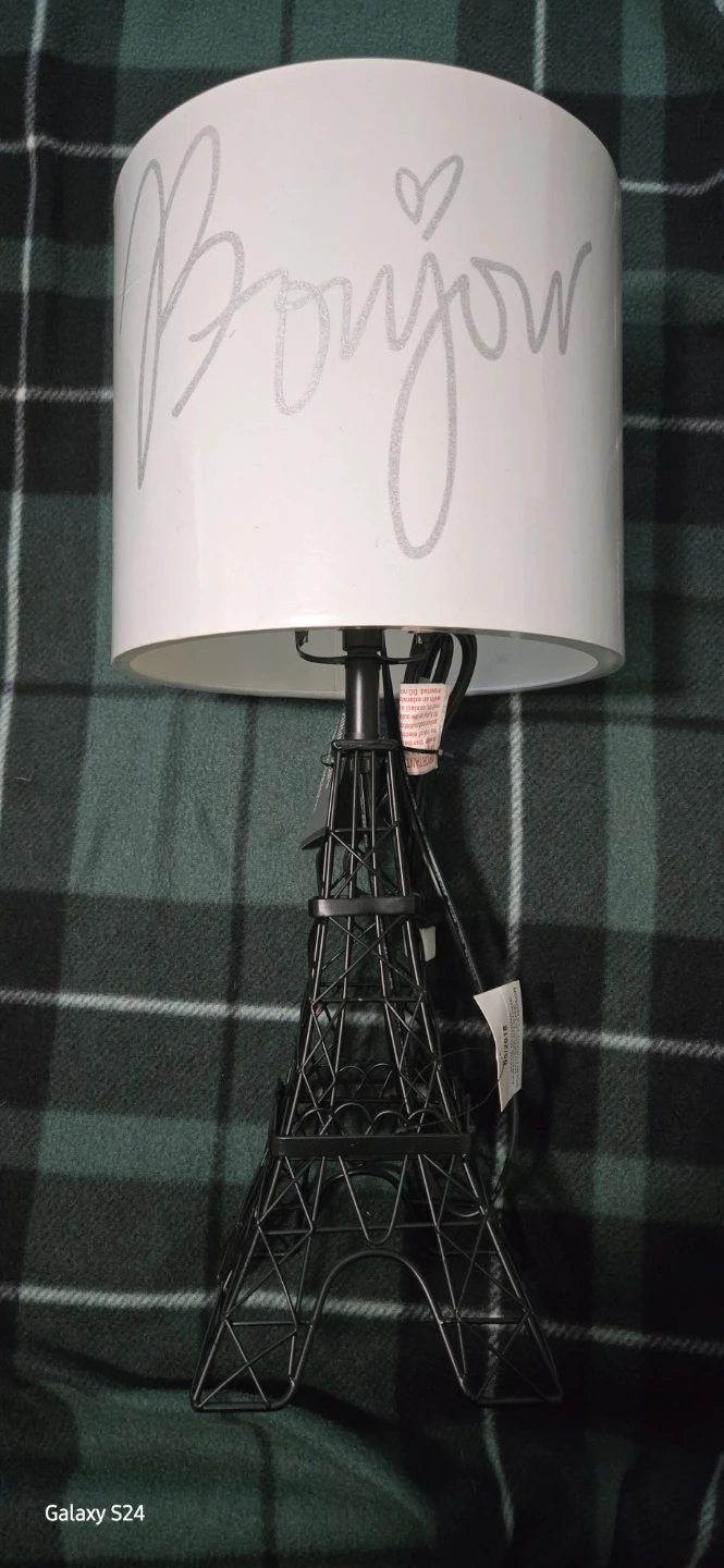 Eiffel Tower Table Lamp with Bonjour Shade
