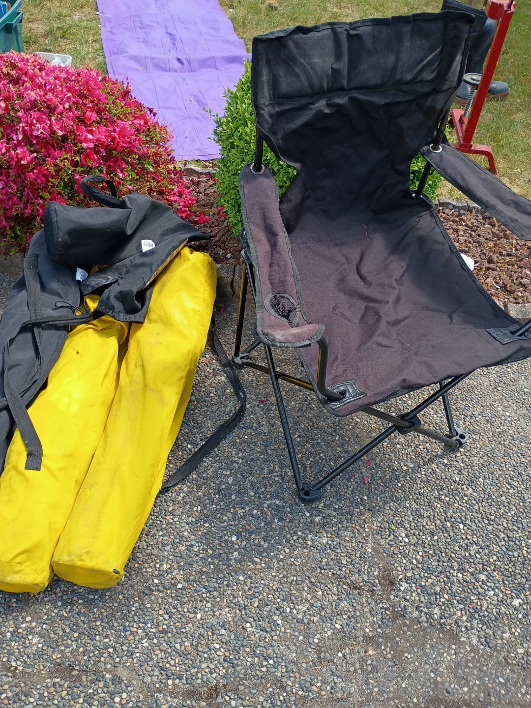 Black Folding Camp Chair with Carrying Bags