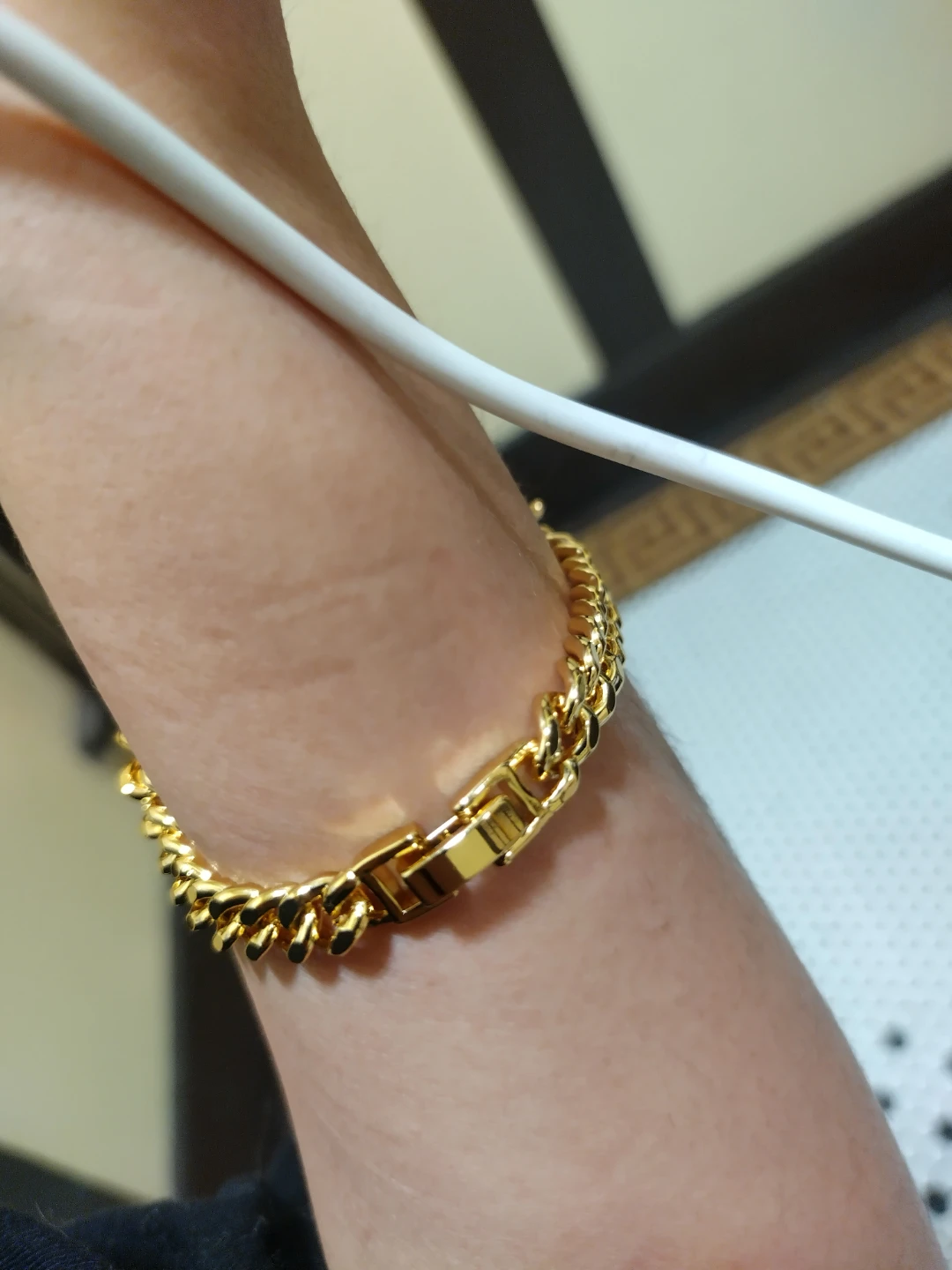 Gold Tone Bracelet with Panther and Geometric Charm - photo 2