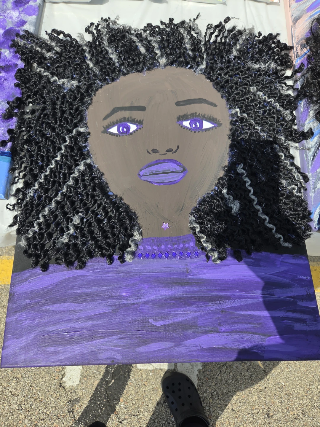 Handmade Portrait Painting with Weave Hair